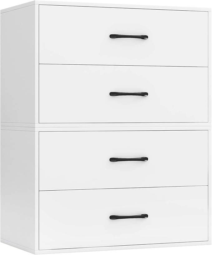 Giantex Stackable 2-Drawer Dressers for Bedroom - Short Dresser Two Drawer Storage Cabinet w/Handles & Anti-Topping Device, Small Dresser Chest of 2 Drawers for Closet Bedroom (2, White)
