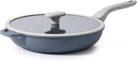 PRICUSIS Nonstick Ceramic Frying Pan with Lid, Non Toxic Skillet, Healthy Egg & Omelet & Chef's Pan, PTFE PFOA & PFAS Free, Induction Compatible (12Inch W/L)