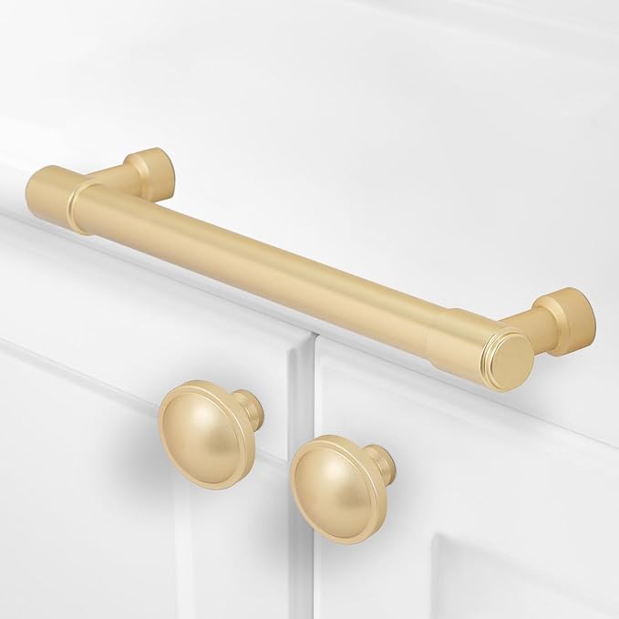 10 Pack Brushed Gold Cabinet Pulls 5 Inch(128mm) Hole Centers Kitchen Cabinet Handles Gold Drawer Pulls