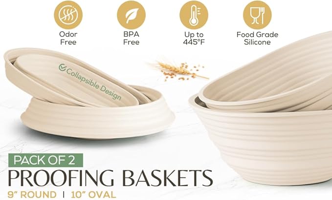 Banneton Bread Proofing Basket, Sourdough Baking Supplies, Sourdough Starter Kit Beginners, Bread Lame, Danish Dough Whisk, Bread Basket, Sourdough Banneton Basket (Pastel Yellow 2)