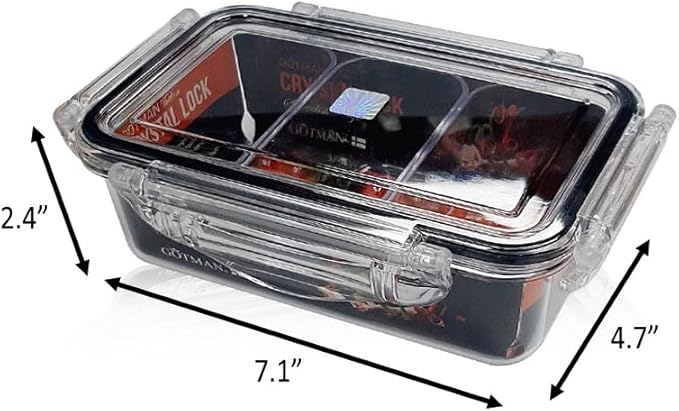 Airtight Food Storage Container with Lid(21.5 oz, 3 Removable Boxes) - Tritan 100% | BPA-Free | Candy and Nuts Organizer| Fruits, Vegetables, Snacks | Travel, Party and Picnic | Meal Prep| Lunch box