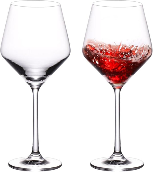 KAMMAK Wine Glasses Set of 2, 15 oz Hand Blown Crystal Bordeaux Wine Glasses, Thin Rim & Long Stem, Perfect for Red & White, Daily Use, Wedding Anniversary or Birthday Gift with Gift Box, S83BG45