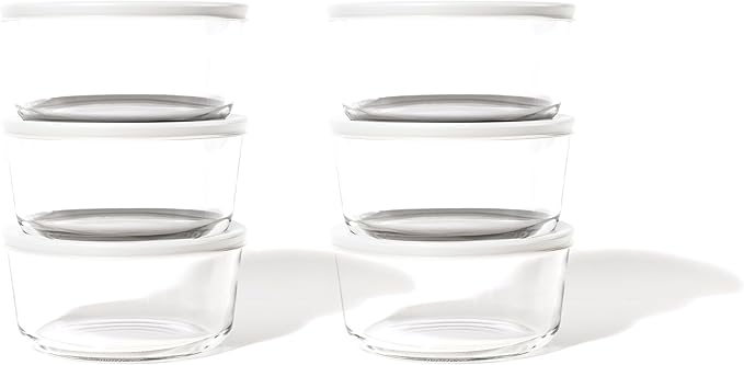 12-Piece Glass Food Storage Containers Set (6 Containers + 6 BPA-Free Lids) | 2-Cup, Leakproof | Microwave, Freezer, Oven & Dishwasher Safe | Ideal for Meal Prep & Pantry Organization