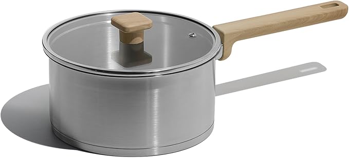 CAROTE 3.5Qt Stainless Steel Sauce Pan Set with Lid, 3-ply Base, Non-Toxic PTFE & PFOA Free Saucepan, Induction Cookware Set, Small Kitchen Pots, Stay-Cool Handles