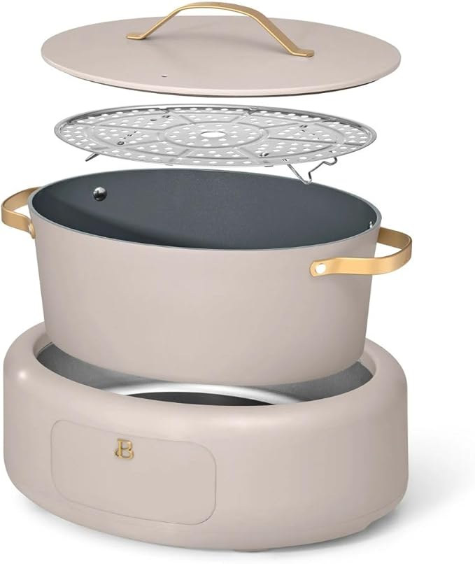 Beautiful 10-in-1 6-Qt Programmable Multi-Cooker with Oven-Safe Pot & 7 Presets – Slow Cook, Rice, Steam, Sauté (Porcini Taupe)