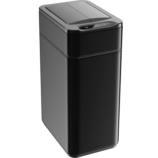 hOmeLabs 2.4 Gallon Touchless Sensor Trash Can, Automatic Retractable Butterfly Lid, Batteries Included, Space-Efficient, Easy Clean, Battery-Powered