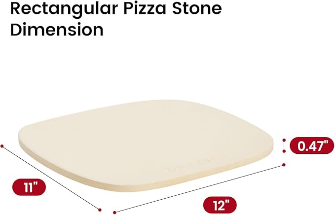 Pizza Stone, 12"x11" Pizza Stones for Oven Grill BBQ, Cordierite Baking Stone for Pizza & Bread & Cookies with Unique Irregular Shape Design