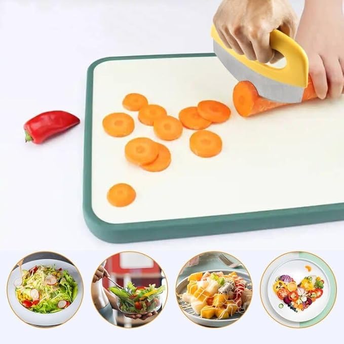 Mezzaluna Mincing Chopper Easy Grip Pizza Cutter and Salad Chopper, Quick Rocking n Chopping Meat, Herbs and Salads,Yellow