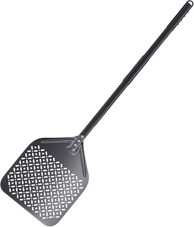 3 Piece Pizza Oven Kit Turning Peel 9 Inch, 12"x14" Aluminum Perforated Pizza Peel, Commercial Oven Brush Accessoires for Home, Restaurant
