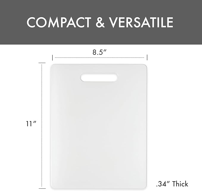 Dexas NSF Polysafe Cutting Board with Handle, 8.5 by 11 inches, White