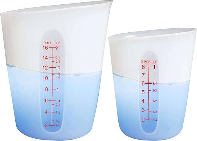 ZUYEE Silicone Measuring Cups (2 Cup + 1 Cup / 8 Once+16 Once) Flexible Measure Cups Chocolate Melting Squeeze Pour Baking Cup Dishwasher Safe BPA Free for Coffee Maker,Butter, 2X500 ML + 2X250 ML