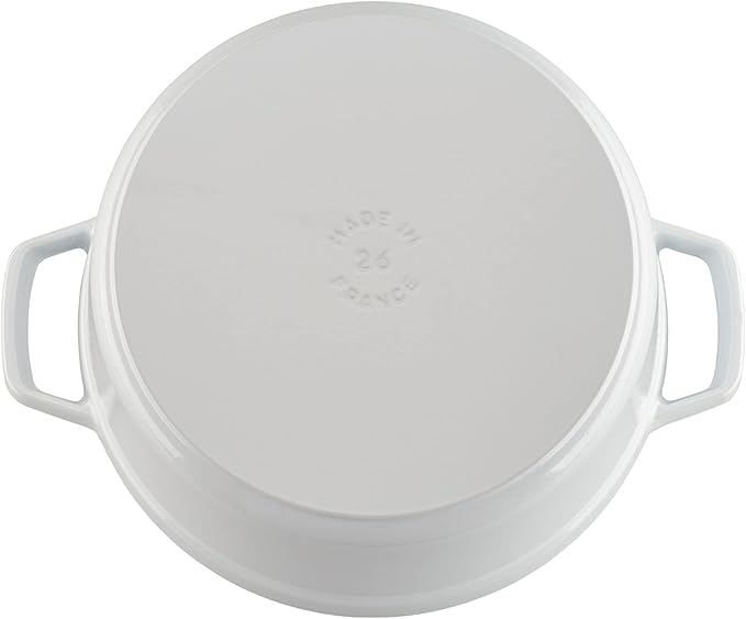 STAUB Cast Iron Dutch Oven 5.5-qt Round Cocotte, Made in France, Serves 5-6, White