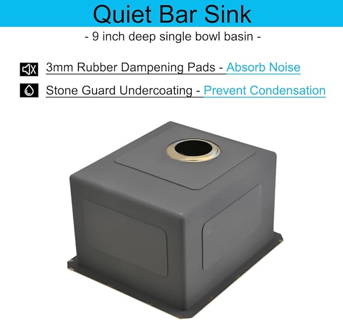 Undermount Gold Bar Sink, 12 x 15 inch Undermount Wet Bar Sink 16 Gauge Stainless Steel Brushed Gold Basin for Outdoor RV Kitchen