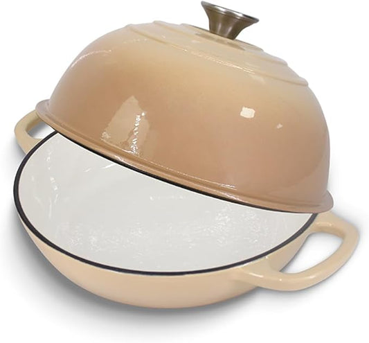 Enameled Cast Iron Bread Oven for Sourdough, Dutch Oven for Bread Baking with Lid, Dutch Oven Bread Pan, 6 Qt, Latte
