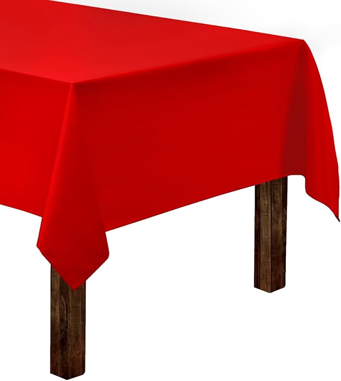 Gee Di Moda Rectangle Tablecloth - 60 x 102 Inch Red Table Cloth for 6 Foot Rectangle Table - Heavy Duty Washable Fabric - for 6 Ft Buffet Table, Holiday Party, Dinner, Wedding & Baby Shower
