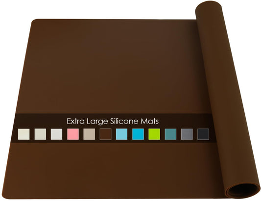 Extra Large Silicone Table Mat, Silicone Mat for Crafts Kids Dinner Placemat Desk Countertop Waterproof Protector Mats, Heat Insulation Kitchen Pastry Mat Rolling Dough Pad (Coffee, 23.6''x15.7'')