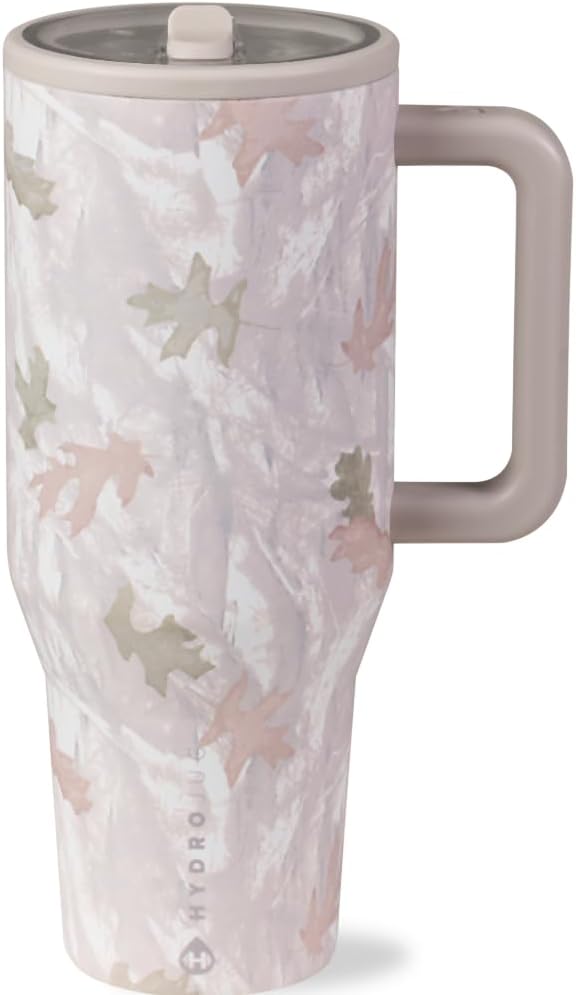 HydroJug Traveler - 40 oz Water Bottle with Handle & Flip Straw - Fits in Cup Holder, Leak Resistant Tumbler-Reusable Insulated Stainless Steel & Rubber Base - Gifts for Women & Men, Camo