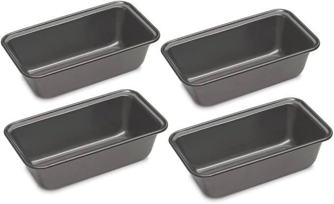 Cuisinart Bread Maker Machine, Compact and Automatic, Customizable Settings, Up to 2lb Loaves, CBK-110P1, Silver,Black & CMBM-4LP Mini Loaf Pan (Set of 4)