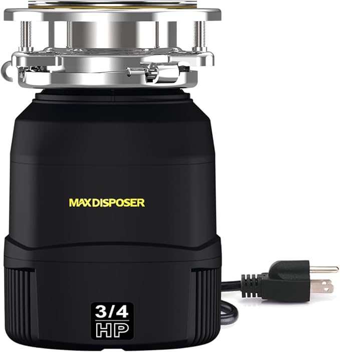 Small Garbage Disposal 3/4 HP for Kitchen sink Quiet with Power Cord, Continuous Feed Food Waste Disposer Stainless Steel Grind 0.75 Horsepower, Easy to install