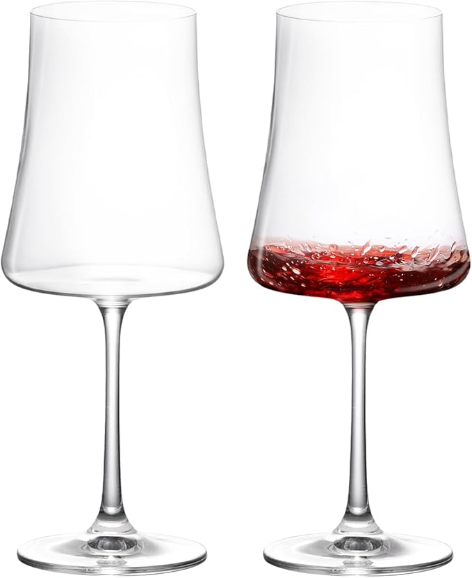 KAMMAK Wine Glasses Set of 2, 18.8 oz Hand Blown Crystal Bordeaux Wine Glasses, Thin Rim & Long Stem, Perfect for Red & White, Daily Use, Wedding Anniversary or Birthday Gift with Gift Box, Stet