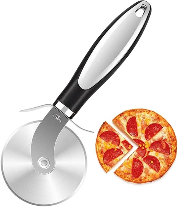 Premium Stainless Steel Pizza Cutter Wheel with Ergonomic Handle – Sharp Blade for Effortless Slicing of Pizza, Dough, Pie, and More – Dishwasher Safe