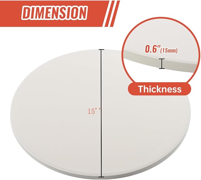 15'' Round Pizza Stone Baking Stone Cordierite Bread Stone for Oven Grill, Thermal Shock Resistant, Ideal for Baking Different Sizes of Pizzas or Bread
