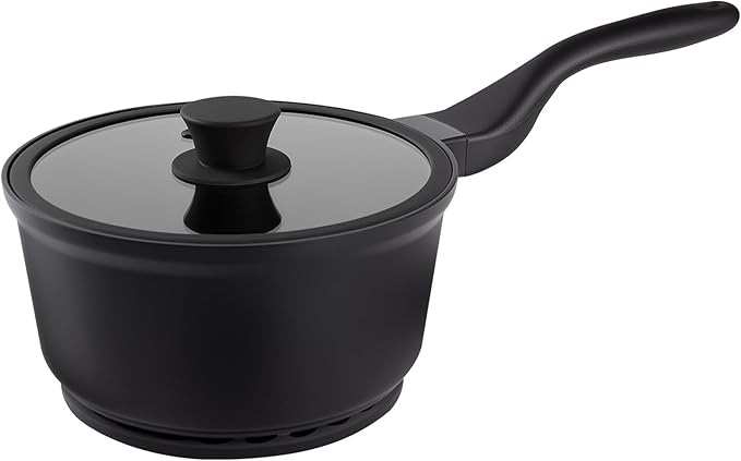 Nonstick Saucepan with Lid，2.4 Quart Ceramic Glaze Coated Small Pot, Anti-Detachment Design of The Handle “Design of The Heat Exchange Space at The Bottom of The Pan” PFOA PFOS Free