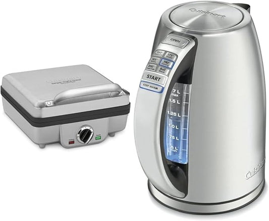 Cuisinart Waffle Maker with Pancake Plates & Cordless Electric Kettle with 6 Heat Settings
