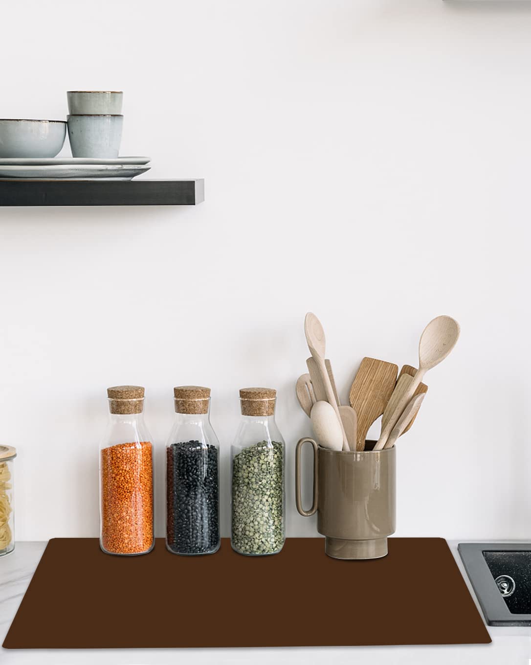 Extra Large Silicone Table Mat, Silicone Mat for Crafts Kids Dinner Placemat Desk Countertop Waterproof Protector Mats, Heat Insulation Kitchen Pastry Mat Rolling Dough Pad (Coffee, 23.6''x15.7'')