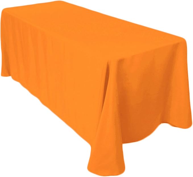 LTC LINENS Rectangular Tablecloth Orange - 90 x 156 Inch Rectangle Tablecloth with Rounded Corners, Extra Large Tablecloth for 8 ft Rectangle Tables - Wrinkle Resistant Table Cover for Party, Banquet