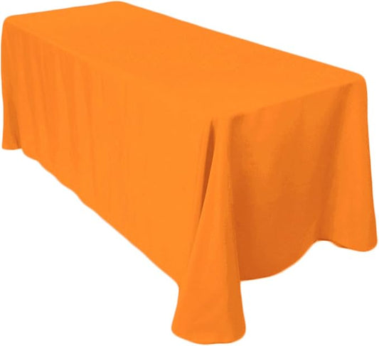 LTC LINENS Rectangular Tablecloth Orange - 90 x 156 Inch Rectangle Tablecloth with Rounded Corners, Extra Large Tablecloth for 8 ft Rectangle Tables - Wrinkle Resistant Table Cover for Party, Banquet