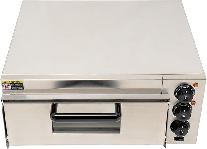 Commercial Electric Pizza Oven 16 Inch Countertop Pizza Oven Commercial Pizza Maker Machine, 1800W Indoor Stainless Steel Pizza Cooker w/Removable Pizza Stone, 122-662°F & 30Min Timer