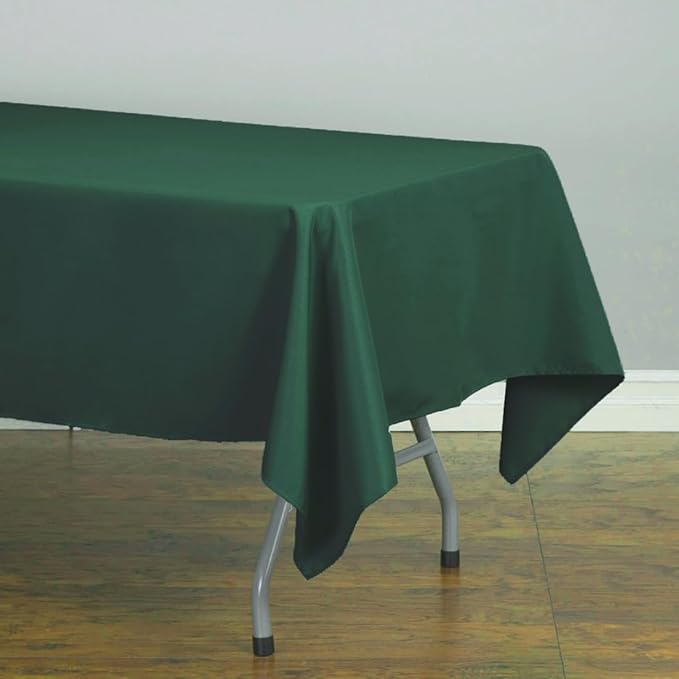 LTC LINENS 2 Pack Hunter Green Rectangle Tablecloths 60 x 126 Inch for 8ft Rectangular Banquet Tables with Half-Drop- Stain and Wrinkle Resistant Polyester Fabric Cloth Table Covers for Wedding, Party