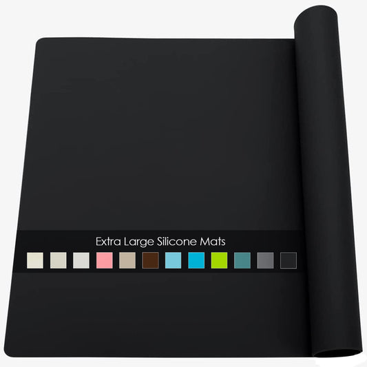 Extra Large Silicone Mat, 31.5x23.6 Large Silicone Placemats for Kids, Heat Resistant Mat for Kitchen Counter, Non Stick Silicone Table Mat for Dough and Pastry, Silicone Craft Mat for Kids, Black
