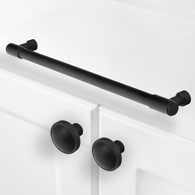 10 Pack Matte Black Cabinet Pulls 10Inch(254mm) Hole Centers Kitchen Cabinet Handles Black Drawer Pulls