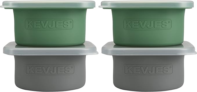 Stackable Silicone Artisan Pizza Dough Proofing Proving Containers with Air-tight Lids-4pack-500ml Volume for 250g Dough Ball (2green+2Space Grey)