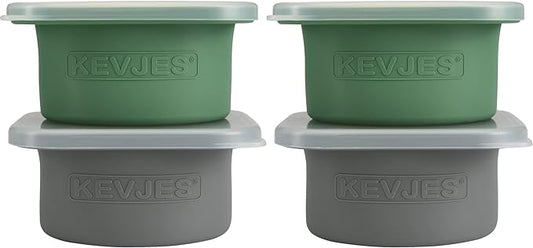 Stackable Silicone Artisan Pizza Dough Proofing Proving Containers with Air-tight Lids-4pack-500ml Volume for 250g Dough Ball (2green+2Space Grey)