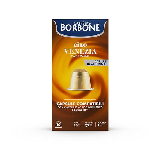 Caffe Borbone Aluminum Coffee Pods Compatible with Nespresso Original Machines, Ciao Venezia, Medium Roast, Full-Bodied and Sweet, Genuine Italian Coffee - 50 Count
