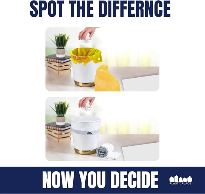 Plasticplace Trash Bags Compatible with simplehuman Code C (200 Count) White Drawstring Garbage Liners 2.6-3.2 Gallon / 10-12 Liter, 14.75" x 20"