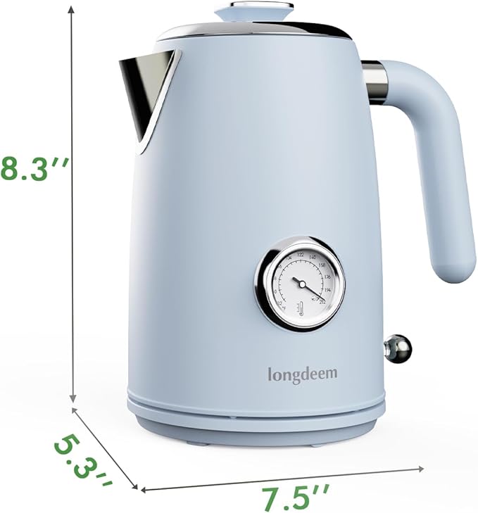 LONGDEEM 1L Small Electric Kettles Stainless Steel, Portable Travel Mini Hot Water Boiler Heater, Cool Touch Teapot, Auto Shut-Off & Boil-Dry Protection for Cooking, Business Trip and More, Blue
