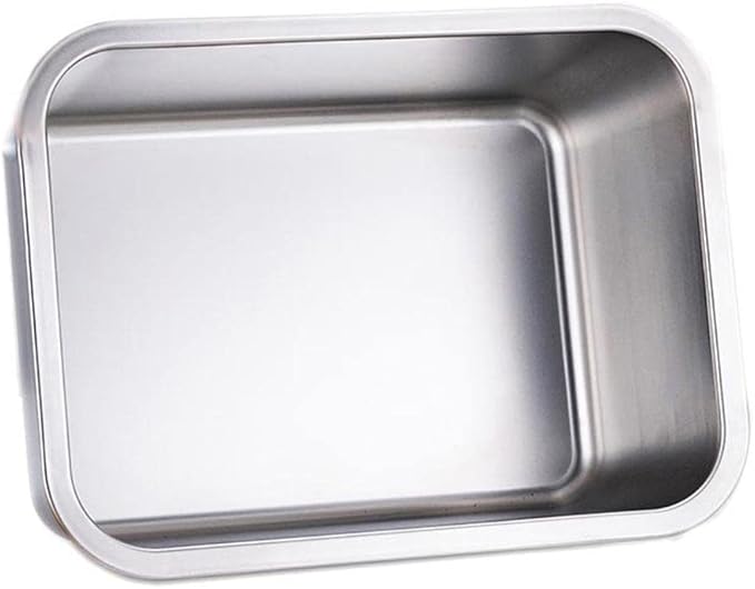 KUNWU Stainless Steel Sheet Pan 14"x10"x4", Rectangle Bakeware, Cake Pan Corrosion Resistant Easy Clean (S (14"x10"), 4" Deep)