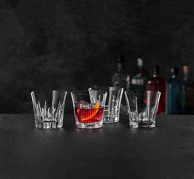 Nachtmann Classix Double Old-Fashioned Glass, Set of 4, 11-Ounce, Lowball Cocktail Glasses European-Made Crystal, Dishwasher Safe, Professional Quality Cocktail Glass Gift Set