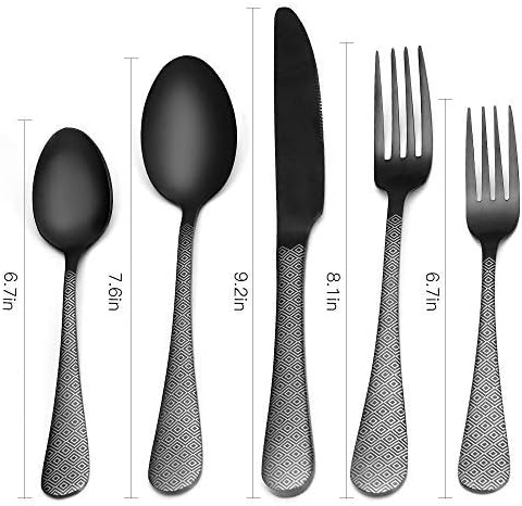 Matte Black Silverware Set,SHARECOOK Satin Finish 40-Piece Stainless Steel Flatware Set,Kitchen Utensil Set Service for 8,Tableware Cutlery Set for Home and Restaurant, Dishwasher Safe