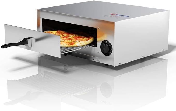 Happygrill Electric Pizza Oven Stainless Steel Pizza Baker Kitchen Pizza Toaster Pizza Maker with Handle & Removable Tray