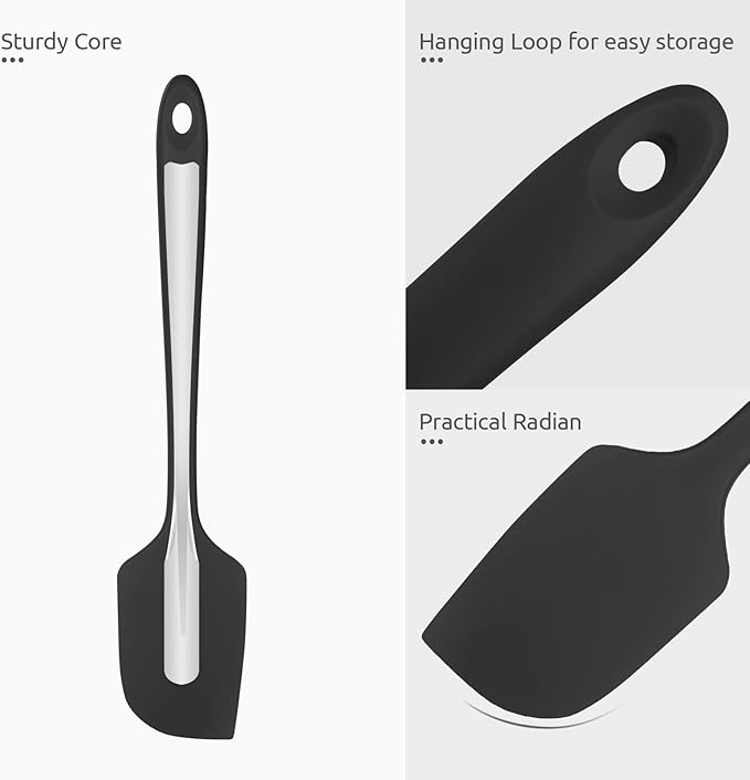 Heat Resistant Silicone Large Spatula: U-Taste 600ºF High Heat Flexible 11.38in Silicon Mixing Stirring Cooking Scraping Baking Bowl Scraper Seamless Spreader for Kitchen Nonstick Cookware (Black)