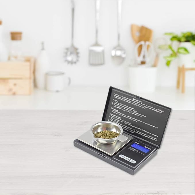 American Weigh Scales Digital Pocket Scale 600g x 0.1g with LCD Display Gram, Ounce, Carat, Grain for Coins, Jewellery, Gemstones, Metals, Kitchen, Food & Medicines – Black