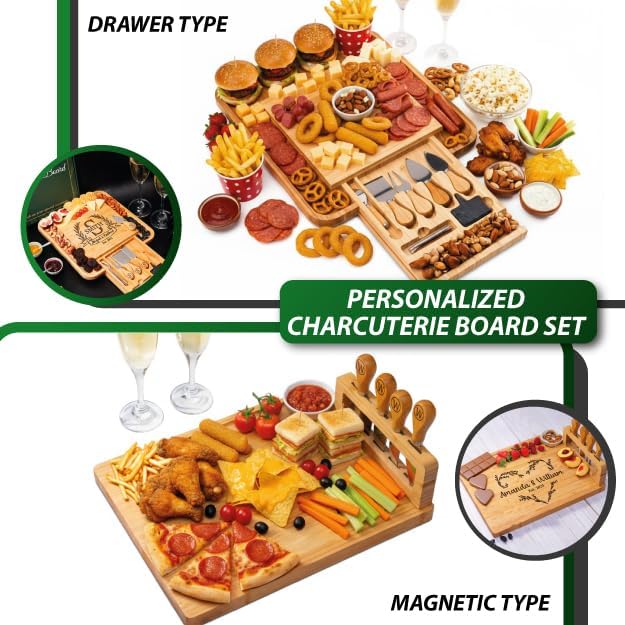 Personalized Charcuterie Board - Wedding Gifts for Couples 2025 – Custom Charcuterie Boards with Knife Set, Personalized Cutting Board, Engagement, Anniversary, Bridal Shower, Housewarming Gift