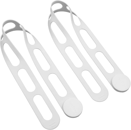 Silicone Utility Strap for Slow Cooker Lid, Pot, Bento Box, 21.65 In Reusable Elastic Self-Lock Silicone Tie for Bundling or Organizing Curtain, Cords, Yoga Mat, Camping Mat, 2pcs (White&White)