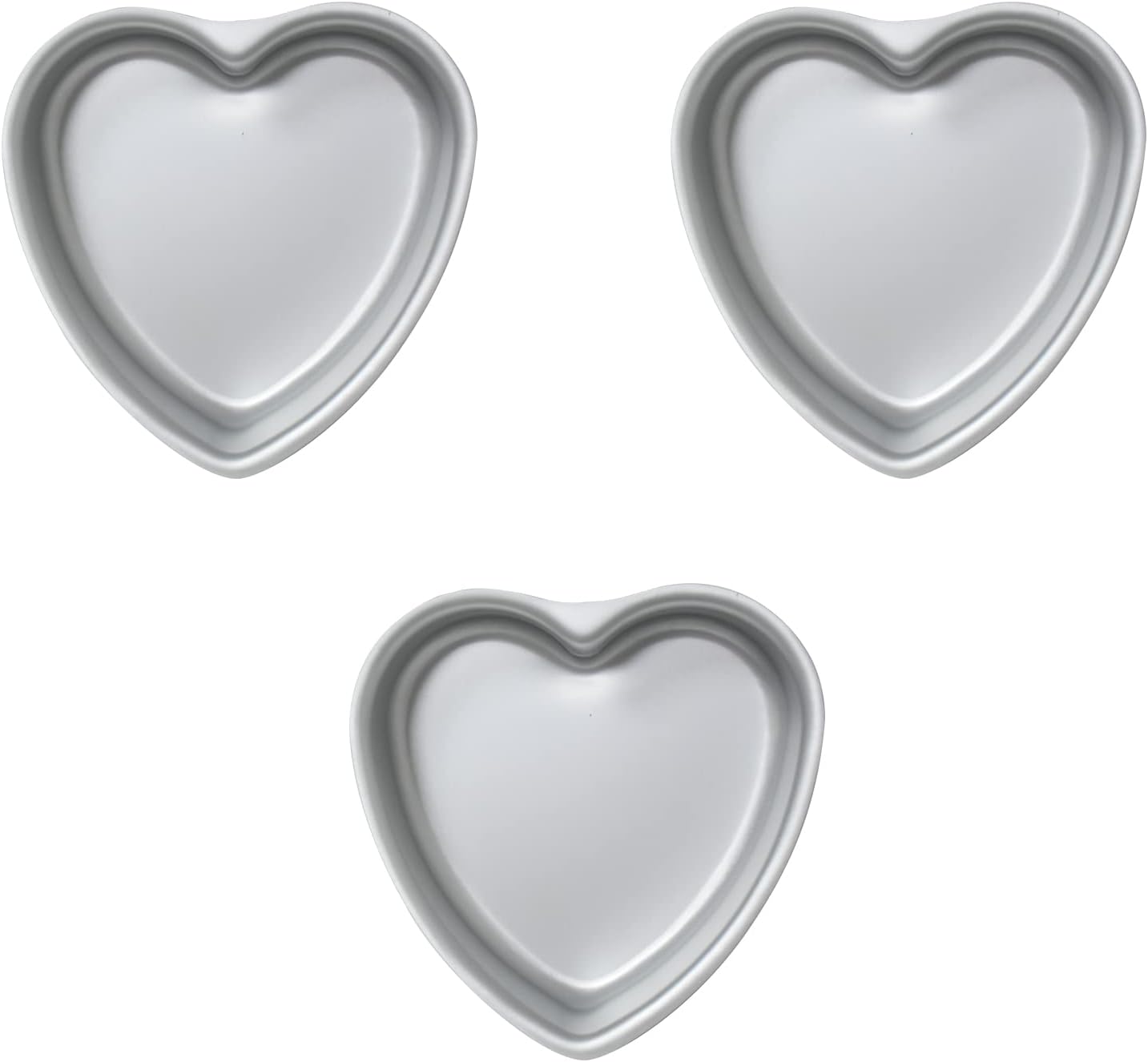 set of 3 Heart-shaped cake pan,6 inch heart-shaped cake tin, aluminum, for weddings, parties, family and other occasions cake (6 x 2 Inch,Set of 3)