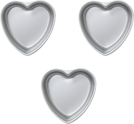 set of 3 Heart-shaped cake pan,6 inch heart-shaped cake tin, aluminum, for weddings, parties, family and other occasions cake (6 x 2 Inch,Set of 3)